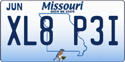 MO license plate XL8P3I