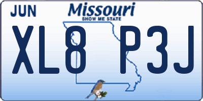 MO license plate XL8P3J
