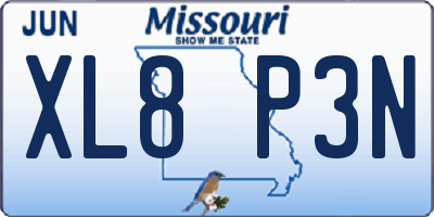 MO license plate XL8P3N