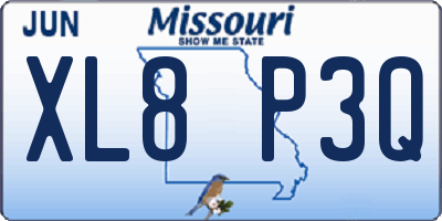 MO license plate XL8P3Q