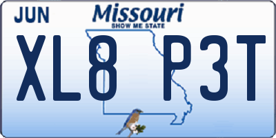 MO license plate XL8P3T
