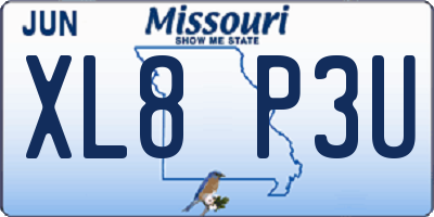 MO license plate XL8P3U