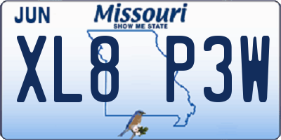 MO license plate XL8P3W