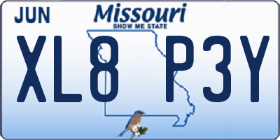 MO license plate XL8P3Y