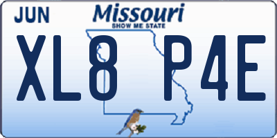 MO license plate XL8P4E