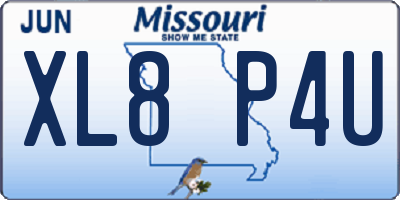 MO license plate XL8P4U