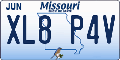 MO license plate XL8P4V