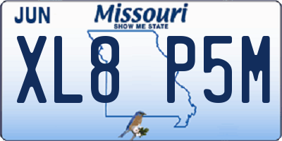 MO license plate XL8P5M