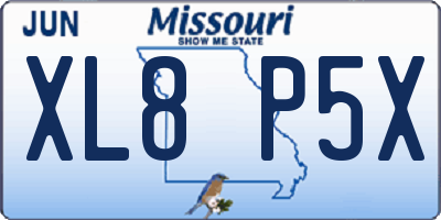 MO license plate XL8P5X