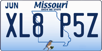 MO license plate XL8P5Z