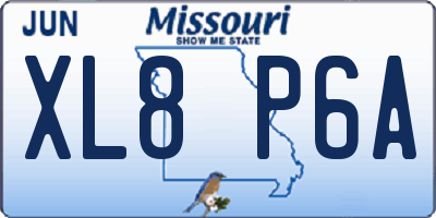 MO license plate XL8P6A