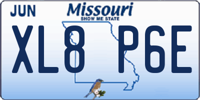 MO license plate XL8P6E