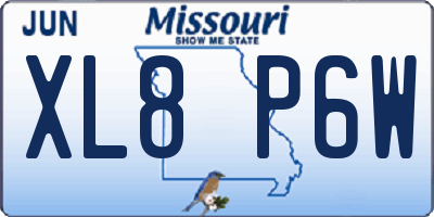 MO license plate XL8P6W