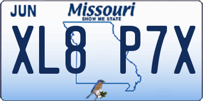 MO license plate XL8P7X