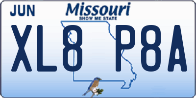 MO license plate XL8P8A