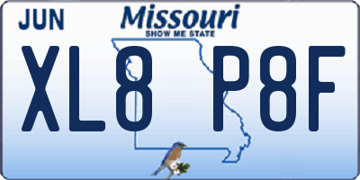 MO license plate XL8P8F