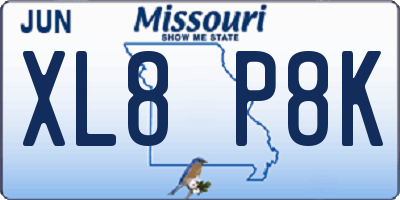 MO license plate XL8P8K