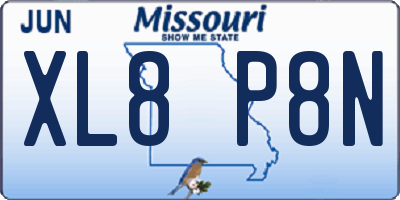 MO license plate XL8P8N