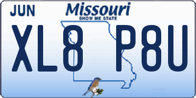 MO license plate XL8P8U