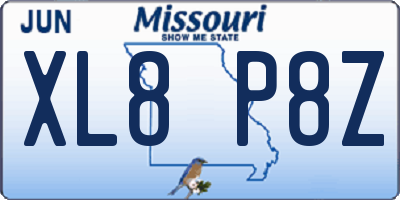 MO license plate XL8P8Z