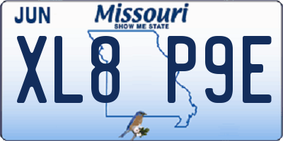 MO license plate XL8P9E