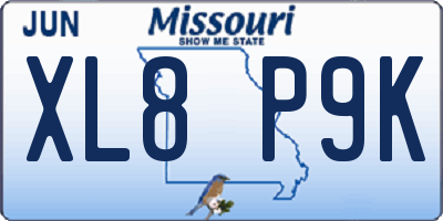 MO license plate XL8P9K