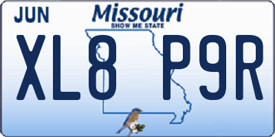 MO license plate XL8P9R