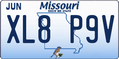 MO license plate XL8P9V