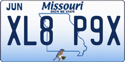 MO license plate XL8P9X