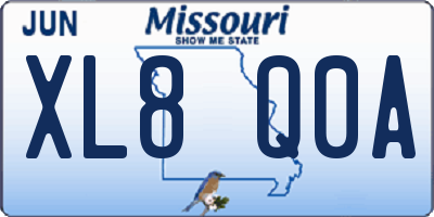 MO license plate XL8Q0A