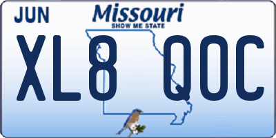 MO license plate XL8Q0C