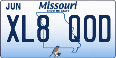 MO license plate XL8Q0D
