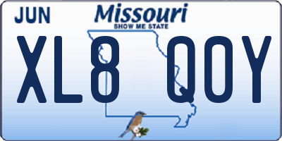 MO license plate XL8Q0Y