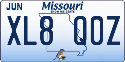 MO license plate XL8Q0Z