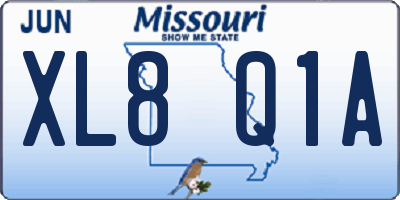 MO license plate XL8Q1A