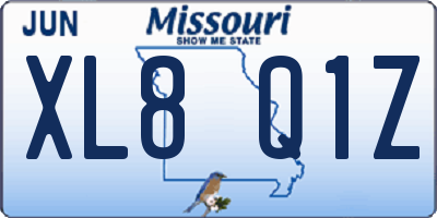 MO license plate XL8Q1Z