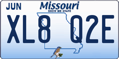 MO license plate XL8Q2E