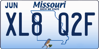 MO license plate XL8Q2F