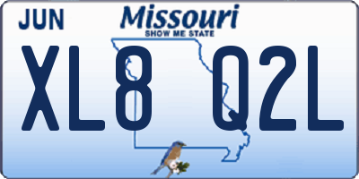 MO license plate XL8Q2L