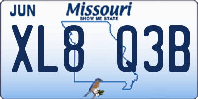 MO license plate XL8Q3B