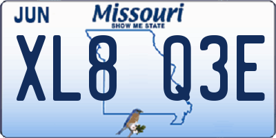 MO license plate XL8Q3E