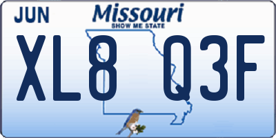 MO license plate XL8Q3F
