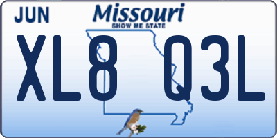 MO license plate XL8Q3L