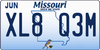 MO license plate XL8Q3M