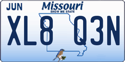 MO license plate XL8Q3N