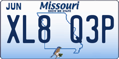MO license plate XL8Q3P