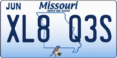 MO license plate XL8Q3S