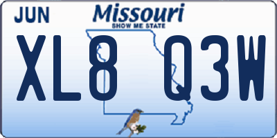 MO license plate XL8Q3W