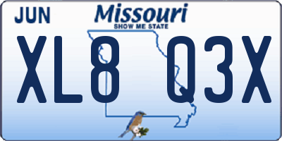 MO license plate XL8Q3X