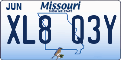 MO license plate XL8Q3Y